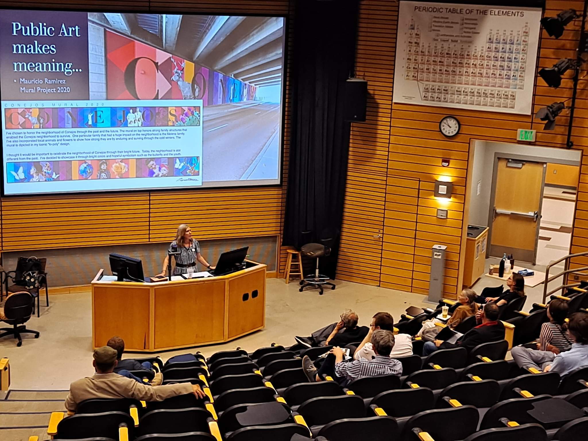 Leah Davis-Witherow giving talk in auditorium