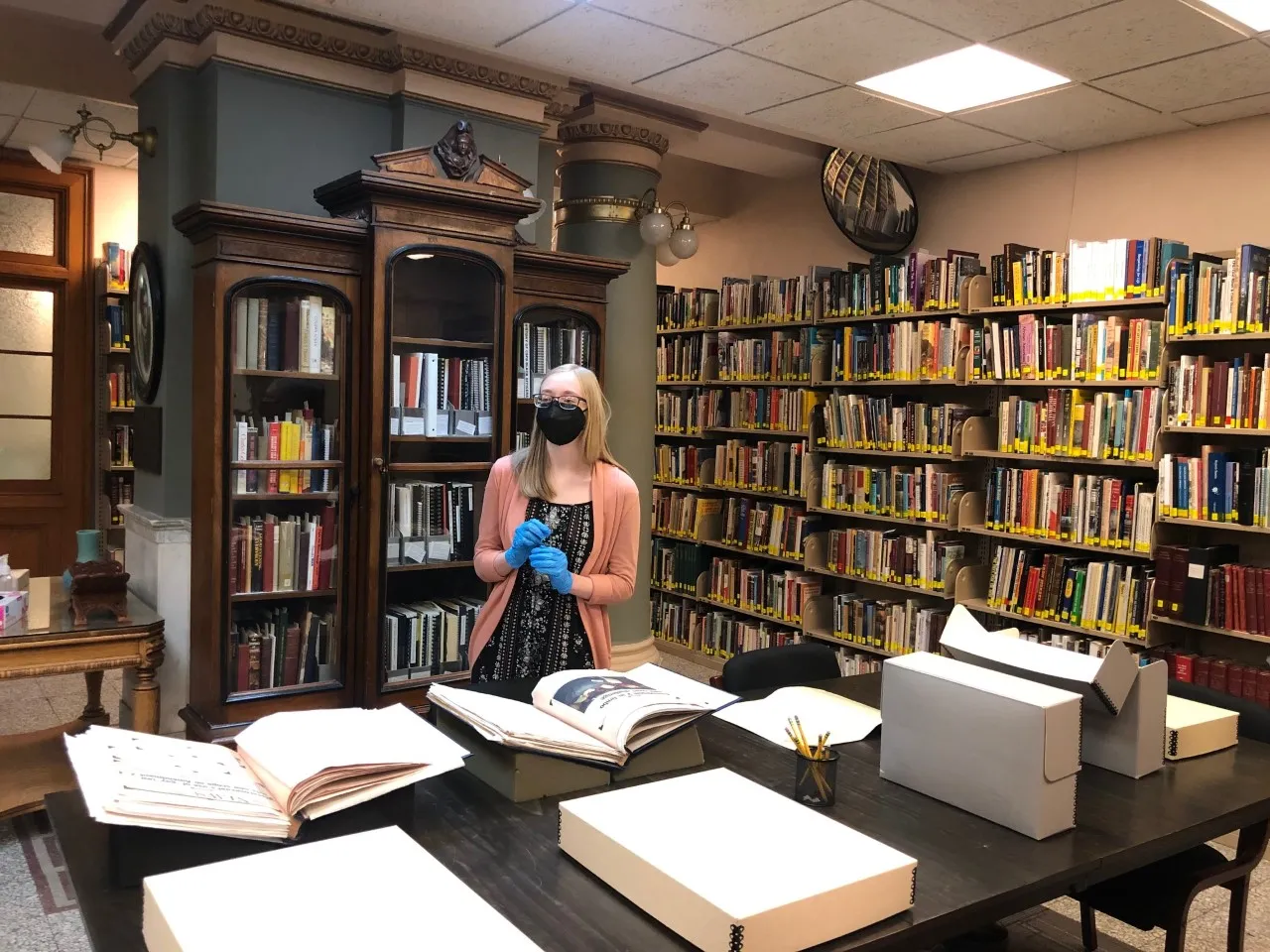 photo of graduate student in library